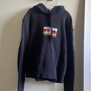 Calvin Klein Ck Mens Pride Monogram Logo Drawstring Hoody Rainbow